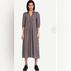 Samsoe Samsoe Opal Collared Midi Plaid Dress